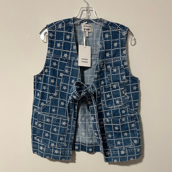 NET Damson Madder. Blue Embroidered Vest Women’s Size 10 M/LVest - Picture 1 of 4